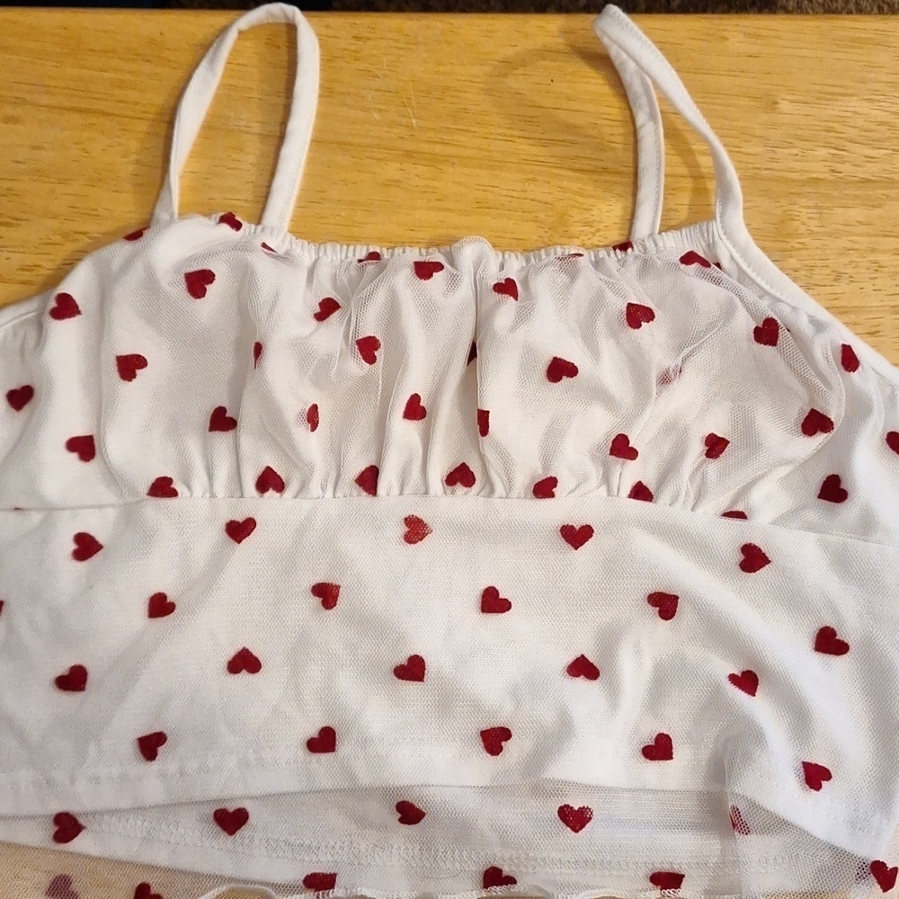 Spaghetti Strap Hearts Crop Top - Large
